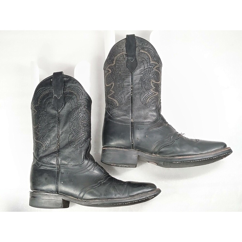Vintage PL General Men’s Cowboy Boots 9.5 D Black Leather Western USA